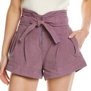 SEA NY Suri Stretch Canvas Belted Short Distressed Lilac Beachy 00